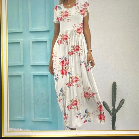 Vrkufie Dresses & Skirts - #89, Floral Maxi Dress, short sleeve w/pockets